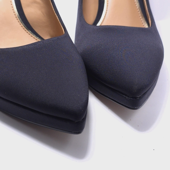 Jessica Simpson Womens Sz 8 Black Platform Dress Pump Heels Fabric Pointed Toe - Picture 11 of 11